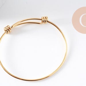 Bracelet réglable jonc lisse acier 304 inoxydable doré 63-65mm, x1 (G2915)