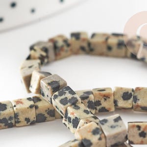 Dalmatian jasper bead, spotted jasper square bead, natural stone, jasper stone beads, strand of 94 beads, 4mm, x1 (G1650)