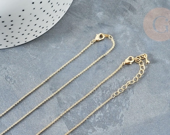Halsband med fint guldpläterat kantkedjespänne, 16K, 2,5 mikron, 1,5 mm - 45/50 cm x1 (G1898)