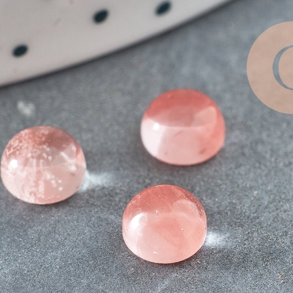 Cabochon watermelon stone rose,cabochon rond,cabochon watermelon,cabochon rose, pierre naturelle,6mm, l'unité,G1626