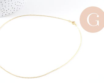 Collier Chaine complète collier laiton doré forçat 14K 1.5mm-40cm, x1 (G10115)