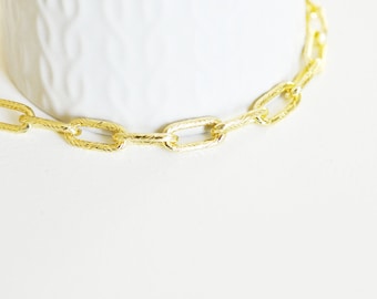 Goldkette mit strukturiertem, rechteckigem Netz aus goldenem Aluminium 16x8x2mm, Halskettenkette, Schmuckkreation, Büroklammerkette, X1 Meter, G2784