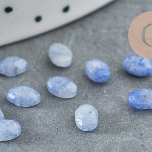 Natural Blue Aventurine Faceted Oval Cabochon 6x4mm, Natural Stone Jewelry Creation, x1 G8648