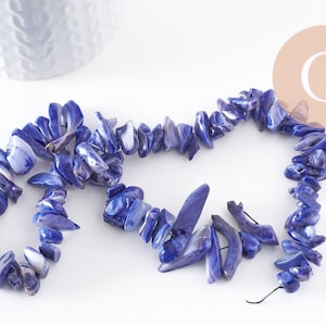 Blaue Muschelperlen, Bastelbedarf, Muschelperlen, blaue Muschel, natürliche Muschel, 40cm Strang-(G1079)