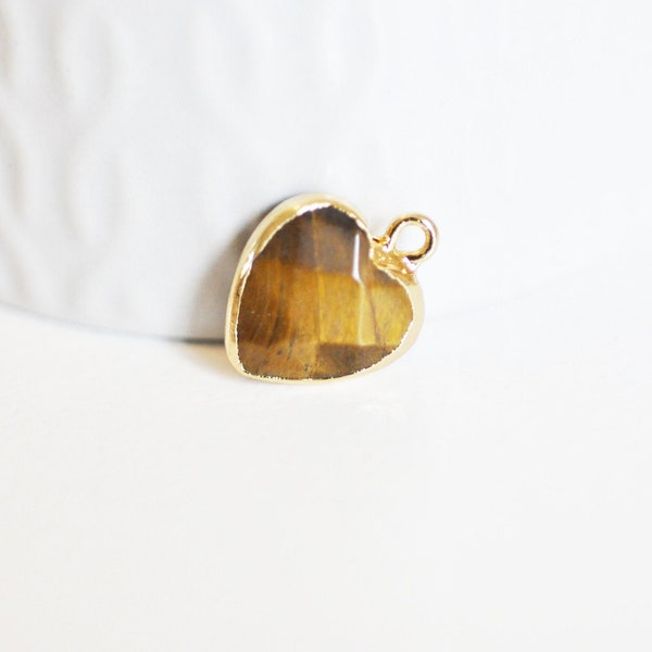 Faceted tiger eye heart pendant, jewelry pendant, stone pendant, natural tiger eye, heart pendant, 17mm, unit, G2527