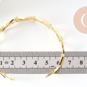 Bracelet jonc réglable lisange laiton doré 14k 50mm, x1 (G4698)