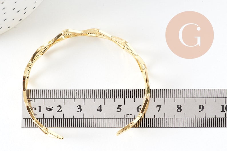 Bracelet jonc réglable lisange laiton doré 14k 50mm, x1 (G4698)