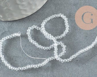 Faceted round clear glass beads 2~2.5mm, x1 strand of 35cm (G7838)