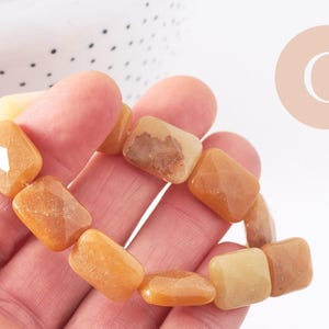 Perle rectangle jade jaune naturel, 16mm, x1 fil de 21cm (G2742)