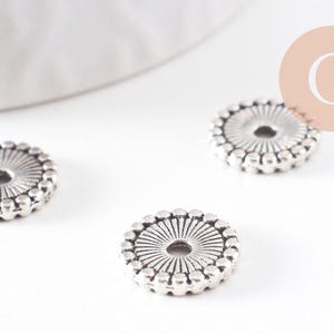 Perle intercalaire rondelle zamac argent vieilli 12mm, x10 (G0178)