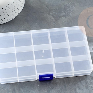 Boite rangement perles en plastique rectangulaire 17cm, x1 (G1350)