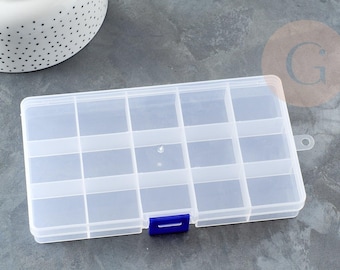 Caja rectangular de plástico para guardar cuentas, 17 cm, 1 unidad (G1350)