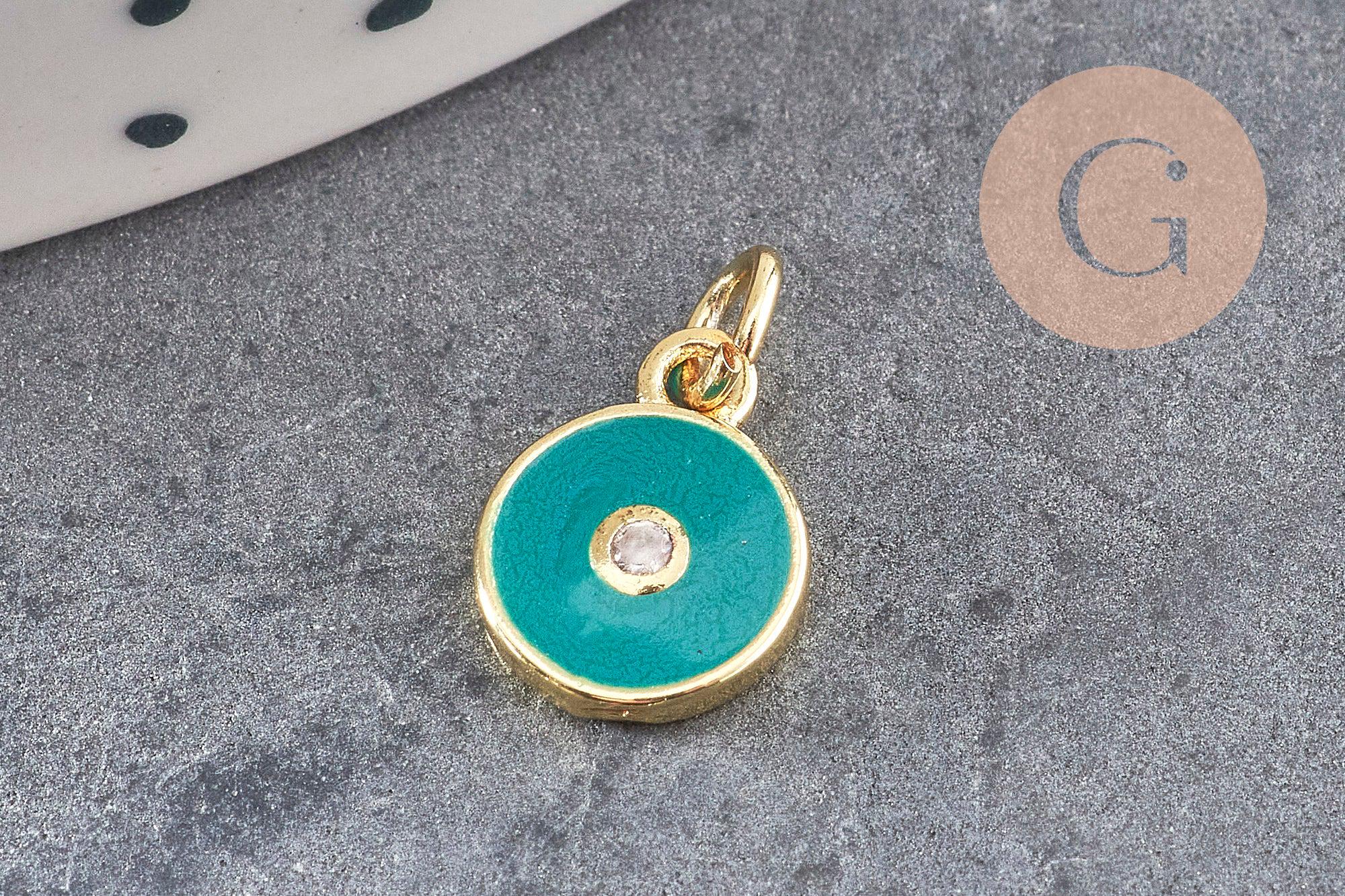 Pendentif Doré émaillé Vintage - Bijou Occasion Sans Marque, Couleur Dominante Dorée
