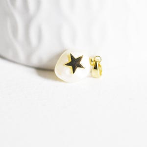 Natural Keshi pearl pendant, golden star, lucky charm, freshwater pearl, jewelry creation, natural white pearl, 17-27mm, x1, G1954