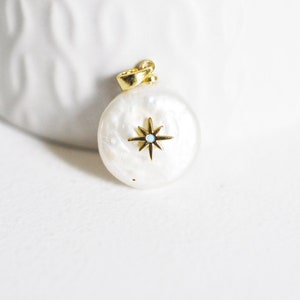 Natural Keshi star pearl pendant, lucky charm, freshwater pearl, jewelry creation, white natural pearl, 17-27mm, X1 G1955