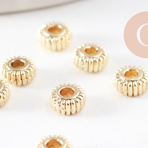 Textured zamac gold-plated spacer beads 4.5mm, x20 (G10094)