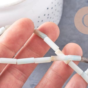 Perle amazonite naturelle 13mm tube, perle pierre x1 fil de 40cm (G5204)