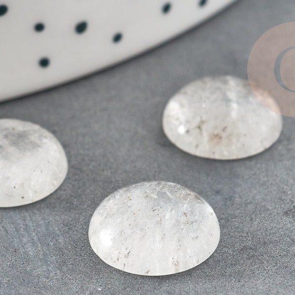 Cabochon rond cristal de roche,quartz naturel, cabochon cristal,pierre naturelle,12mm, X1  G5051