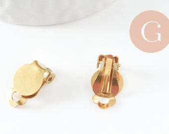 Gold-plated 304 stainless steel clip-on earring findings, 18mm, x10 (G9691)