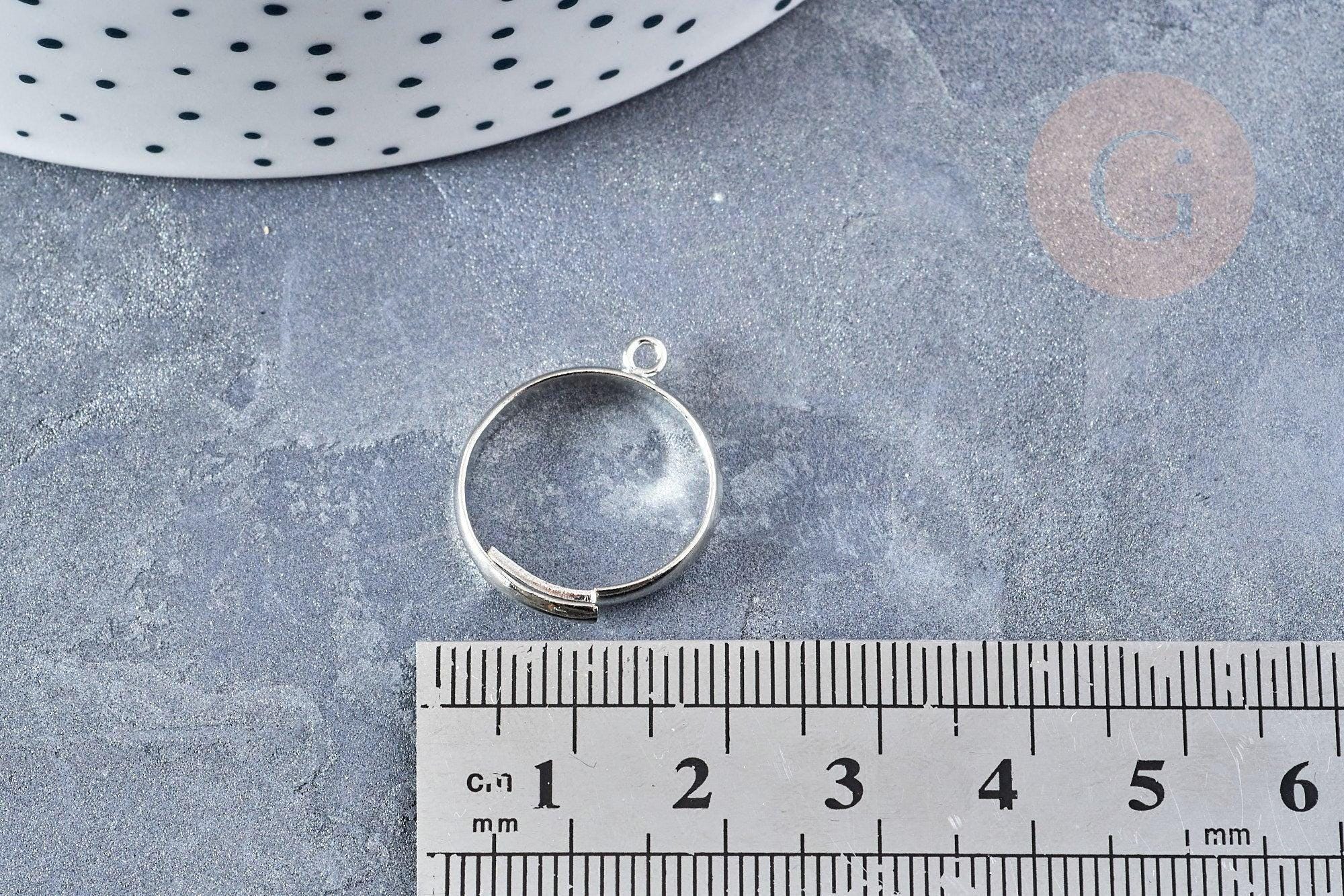 Lot De 4 Supports De Bagues Ajustables En Laiton - Plateau 8mm, Finition Argenté - Sans Nickel - Neuf