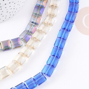 Perle verre carré irisé facetté 12mm, x5 perles (G9076)