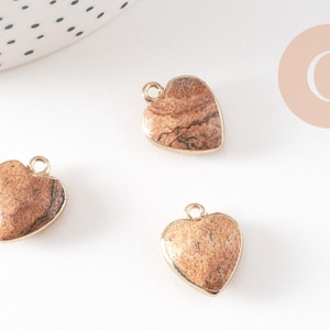 Faceted landscape jasper heart pendant, jewelry pendant, stone pendant, natural jasper, heart pendant, 17mm, G2526