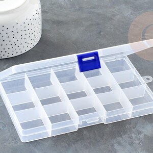 Boite rangement perles en plastique rectangulaire 17cm, x1 (G1350)