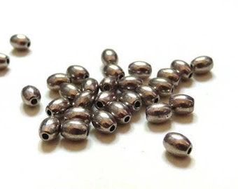 Oval silver spacer beads, creative supplies, silver beads, silver findings, 5mm, X10 G0880