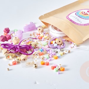 Lollipop pearl mix kit, Boxes and kits for creating DIY costume jewelry, G8166 pouch