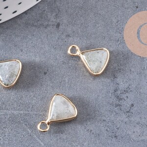 Colgante triangular de labradorita, colgante de joyería, colgante de piedra preciosa, pulsera de piedras preciosas, piedra natural, labradorita natural, 16 mm, 1 unidad, G0845