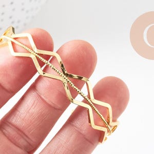 Bracelet jonc réglable lisange laiton doré 14k 50mm, x1 (G4698)