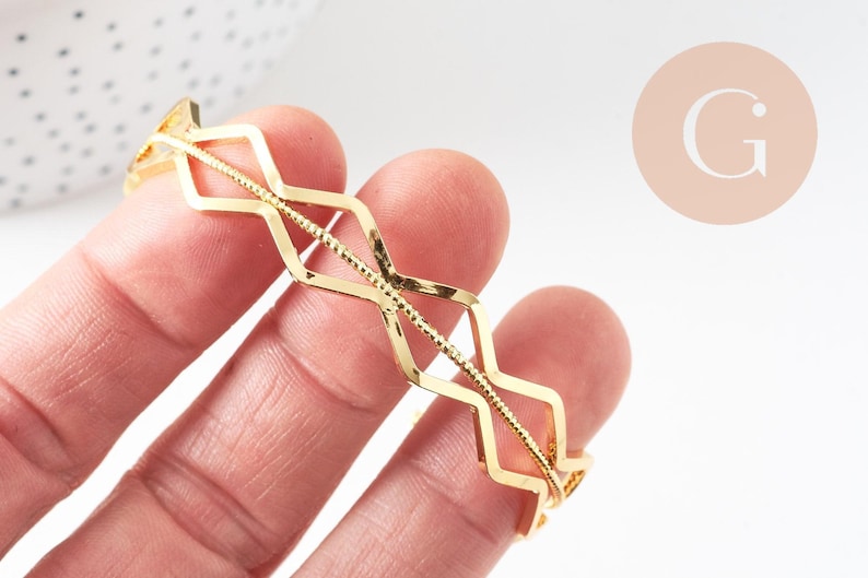 Bracelet jonc réglable lisange laiton doré 14k 50mm, x1 (G4698)