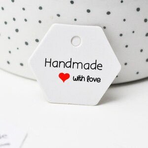 Etiquette kraft fait main avec amour préparation paquet cadeau, emballage cadeau,sachet mariage, 30x35mm, x20 G4148
