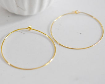 Golden hoop rings, earrings, golden brass hoops, gold bo, hoop earrings, 45mm, X20 G0830