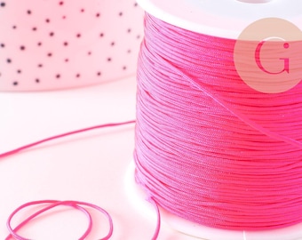 Fluorescent pink braided polyester cord, 0.8mm, x1 meter (G10674)