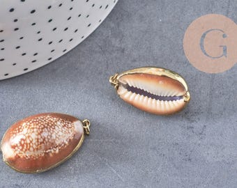 Natural gold-plated seashell pendant, gold-plated pendant, conch shell jewelry, 28mm (G0878)
