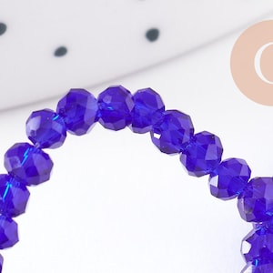 Blue spinning top beads, navy blue crystal, faceted glass bead, 3x2mm - 38 cm strand, x1 (G2198)