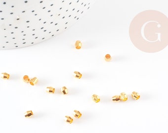 perlina distanziatrice bicono in ottone dorato, perline dorate, 4 mm, X50 G4815