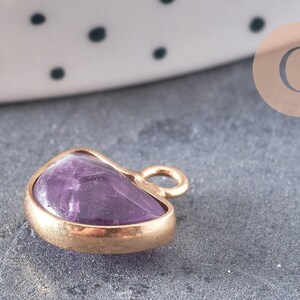 Pendentif lune améthyste,pendentif bijoux,pendentif pierre, pierre naturelle,amethyste naturelle,pendentif pierre,13.5mm x1 -G6309