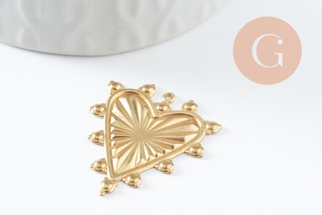 Raw Brass Ball Heart Pendant 30mm, a Delicate Love Pendant, X1 G9755 Etsy