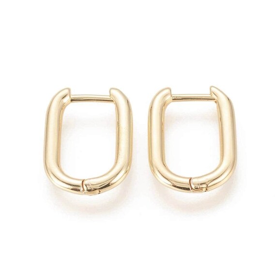 14K Yellow gold / Dainty Diamond U Shape Stud Earrings / Horseshoe Luc –  Jewels By Tarry