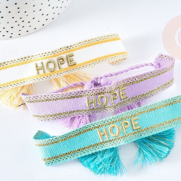 Bracelet Brodé Love Hope Efjf, Fabrication Bijoux,Bracelet Evjf,Idée Cadeau Jeune Maman, L'unité -G7649