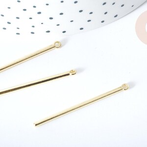 Gold-plated zamac vertical smooth bar pendant, 41mm, gold-plated jewelry making supplies, sold individually, G8078