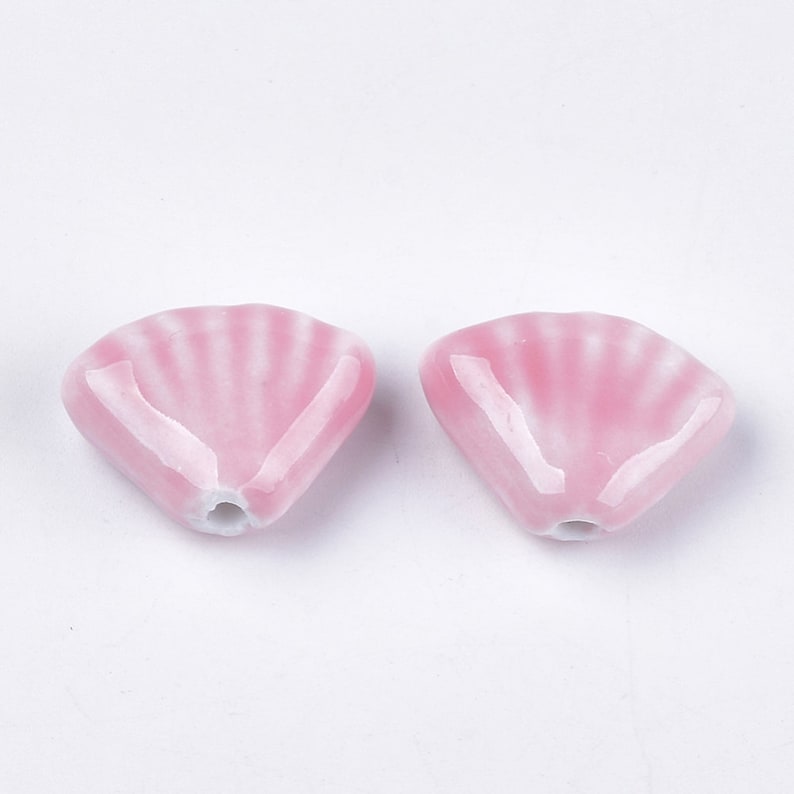 geometric ceramic pearl for making pink ceramic jewelry 22.5-23.5mm porcelain pearl pink shell Lot of 10
