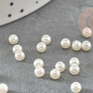 Runde Acrylperlen, die Süßwasserperlen imitieren, beige, 4 mm, DIY-Schmuckherstellung, 30 Stück (0,9 g) (G9368)