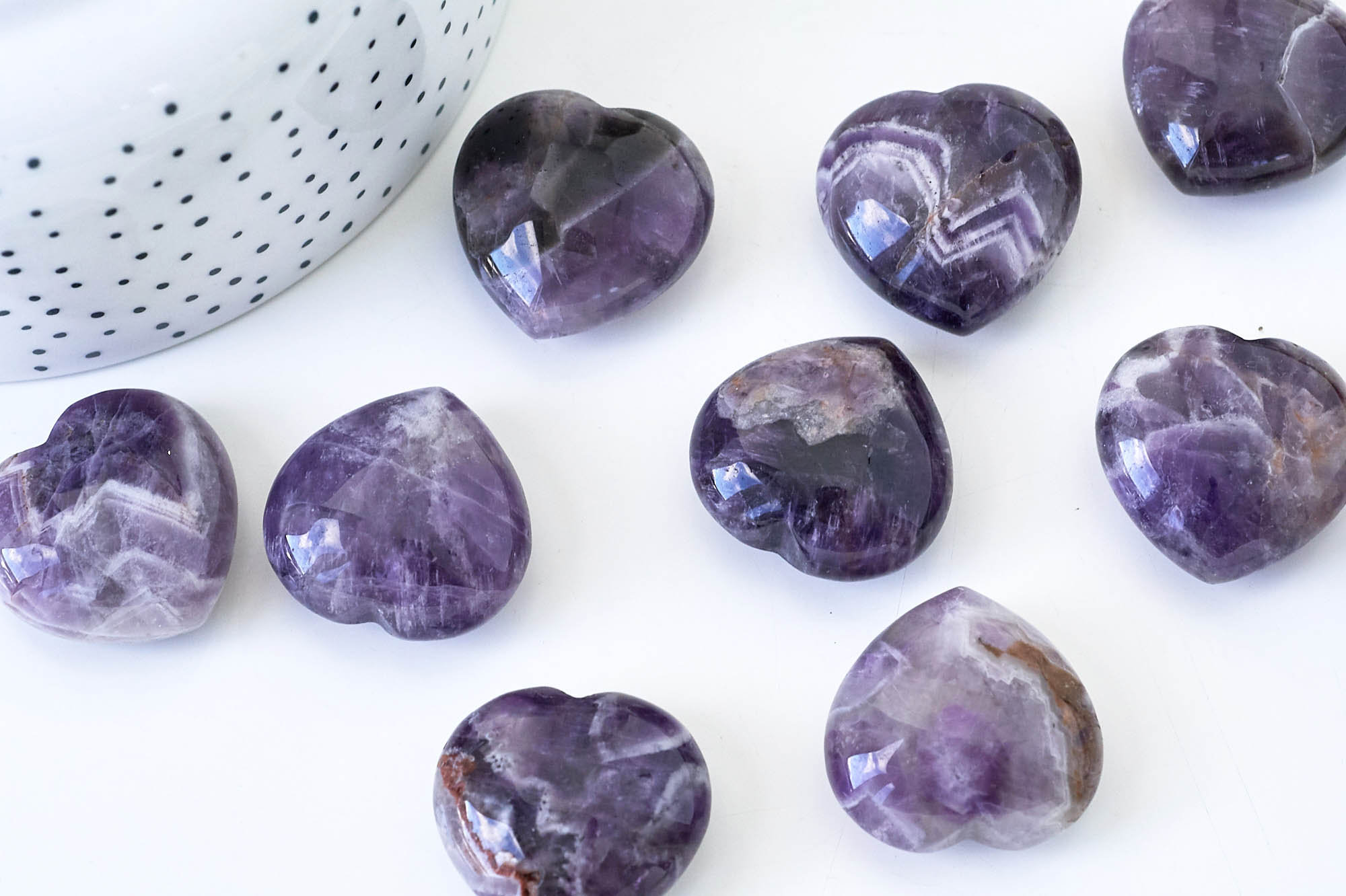 Coeur Améthyste Pointe, Naturelle Roulée, Pierre Semi-Precieuse, Séance Lithothérapie, 31mm, L'unité