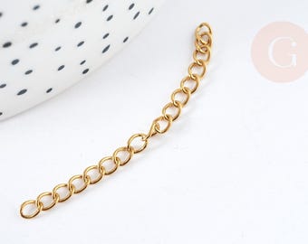 Gold-plated 304 stainless steel extension chain, 18K gold plated, IP 47-53mm, x5 (G4759)