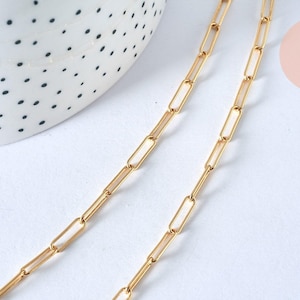 Chaine laiton doré maille rectangle,chaine collier,création bijoux,chaine large,12x3.5mm,chaine complète, l&#39;unité,G2424