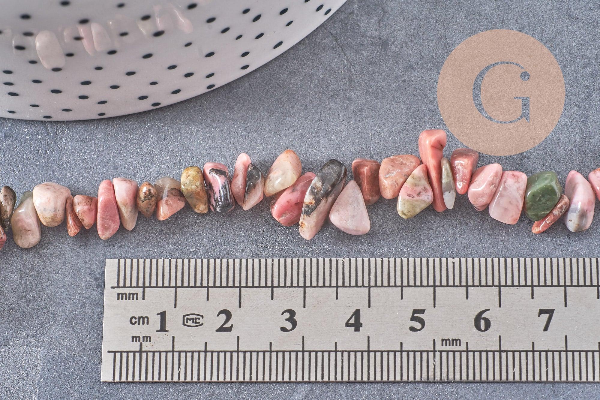 100 Perles Chips En Rhodonite Naturelle - Pierres Gemmes Multicolores Pour Création
