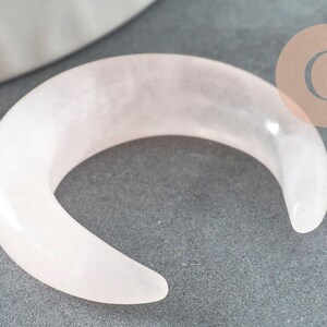 Pendentif Lune quartz rose, Pendentif bijoux pierre, pierre naturelle, quartz rose naturel, pierre non percee,30mm, x1 (G5126)